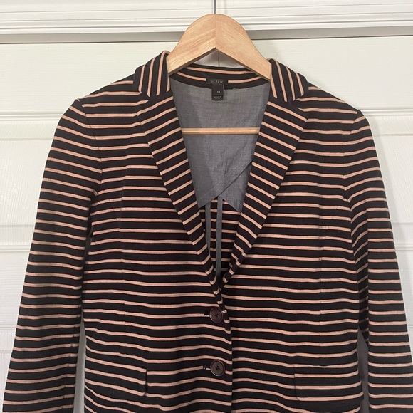 {J. Crew} Maritime Ponte Knit Striped Blazer in Black & Tan - Women's XS - Picture 2 of 10